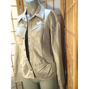 Meritage Beige Snap Button Front Basic Jacket Womens Size 6